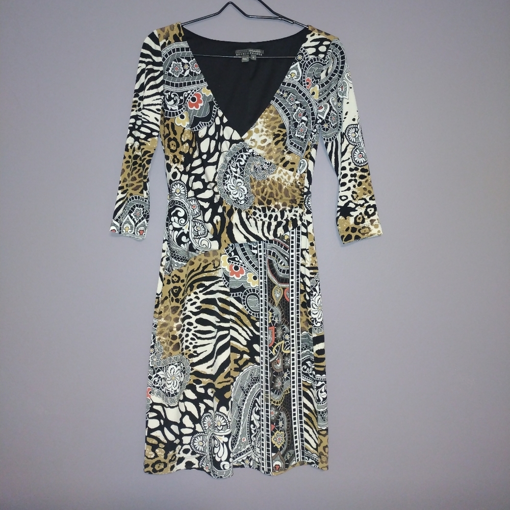Muse for Boston Proper 3/4 Sleeve Mini Animal Print Dress size 6